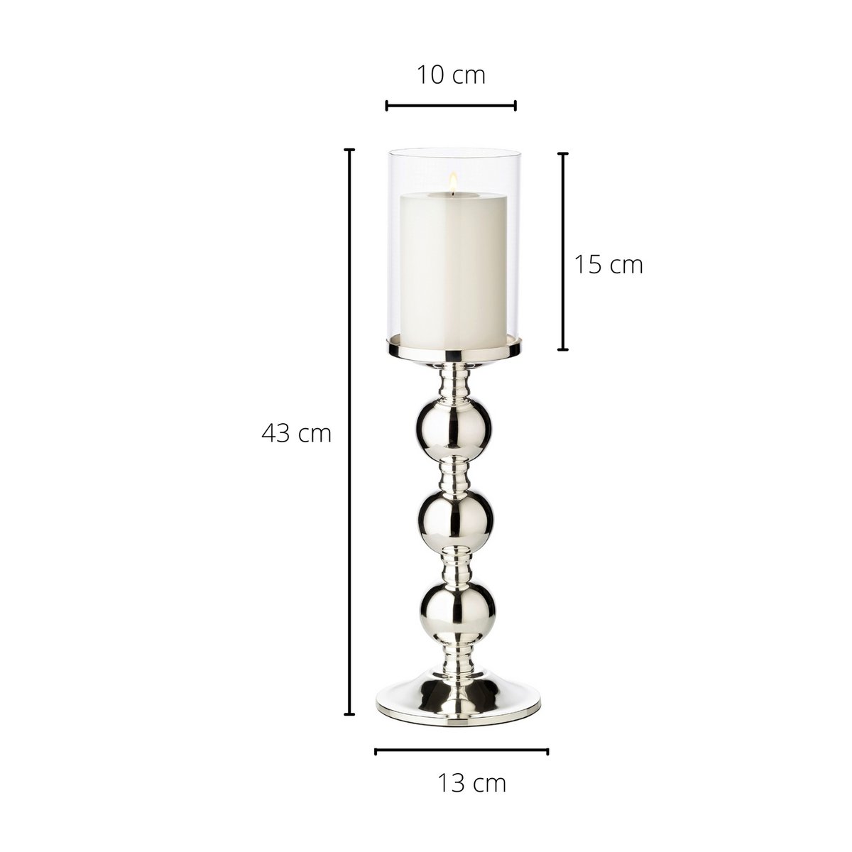 EDZARD Bamboo -kynttilänjalka 43 cm – hopeoitu ja tummumissuojattu