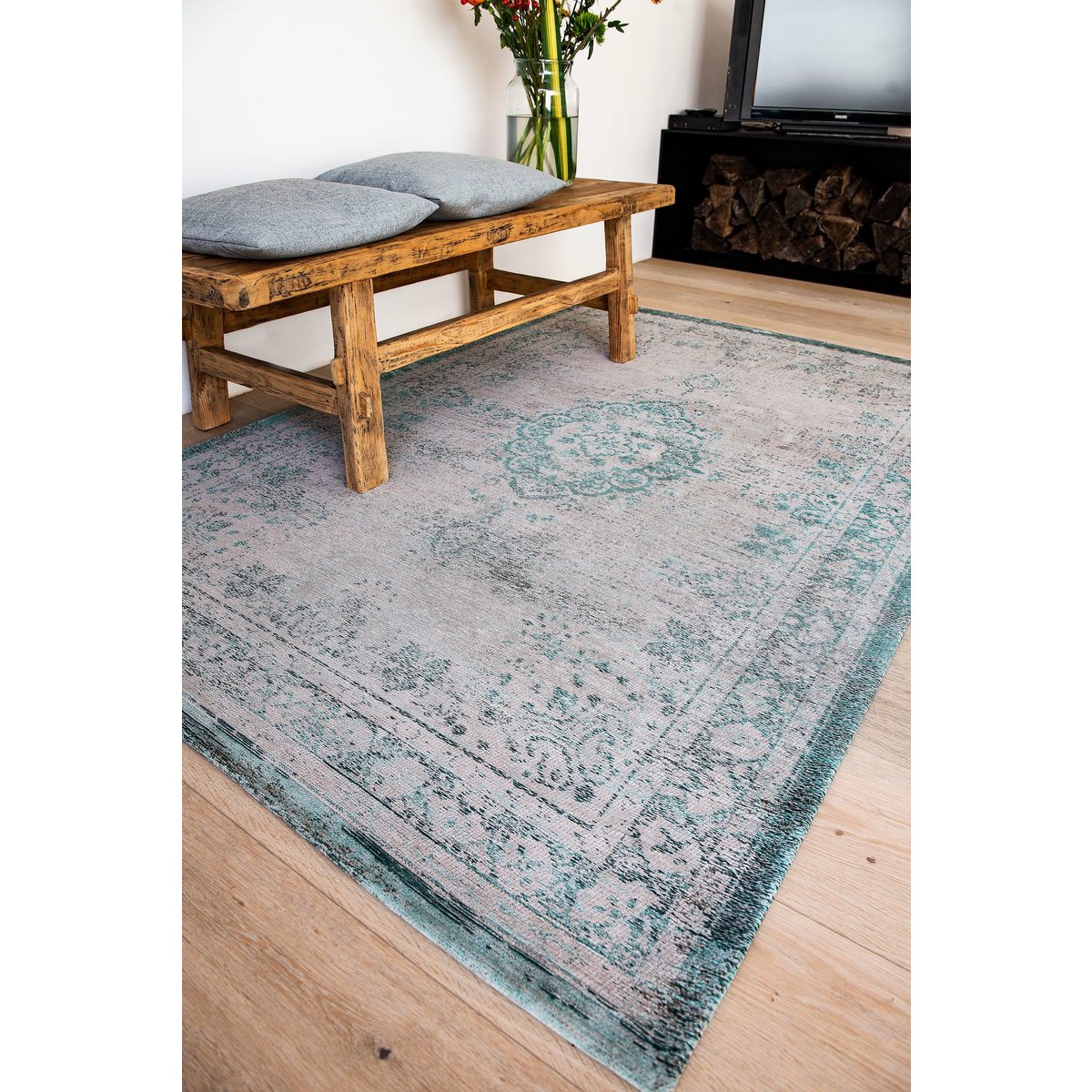 Louis De Poortere Eco Rug Medallion – vihreä vintage-matto, useita kokoja