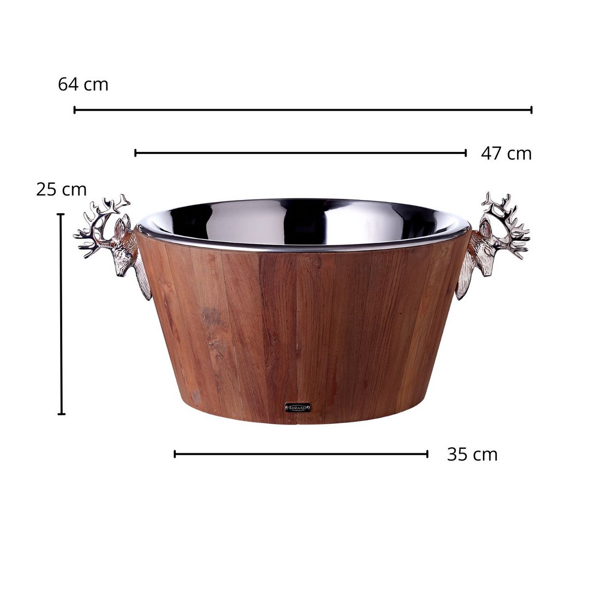EDZARD Teak & Steel -samppanjacooleri – 47 cm