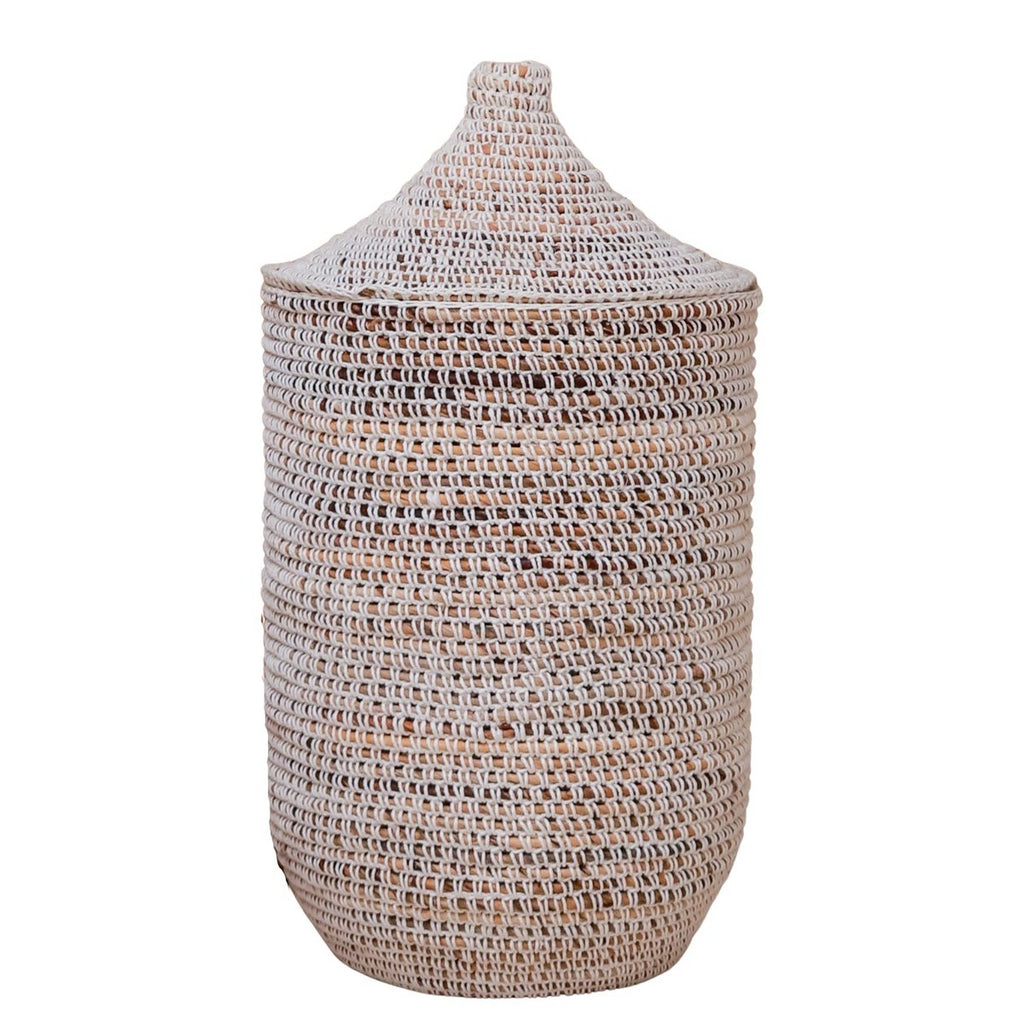 KAJA, käsintehty säilytyskori kannella – banaanikuitua, 57 × 40 cm