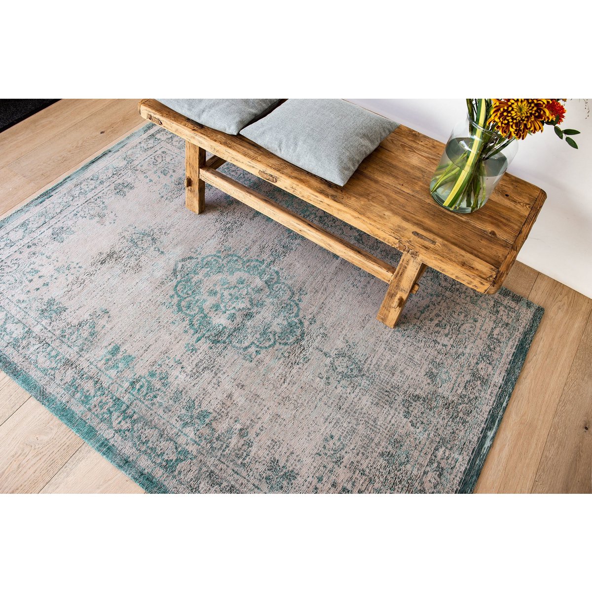 Louis De Poortere Eco Rug Medallion – vihreä vintage-matto, useita kokoja