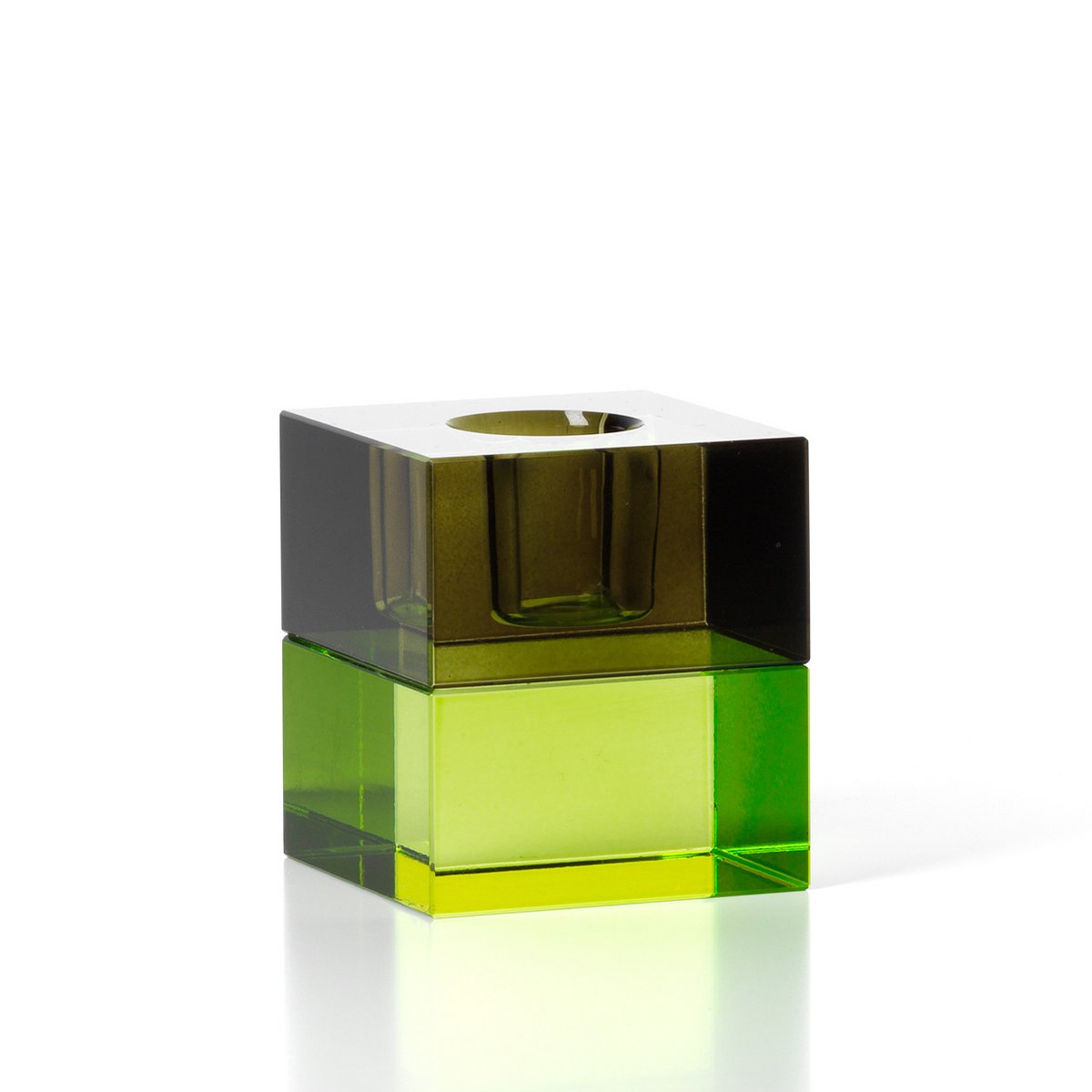The Gem Blocks Candle Holder – savunvihreä lasikynttilänjalka
