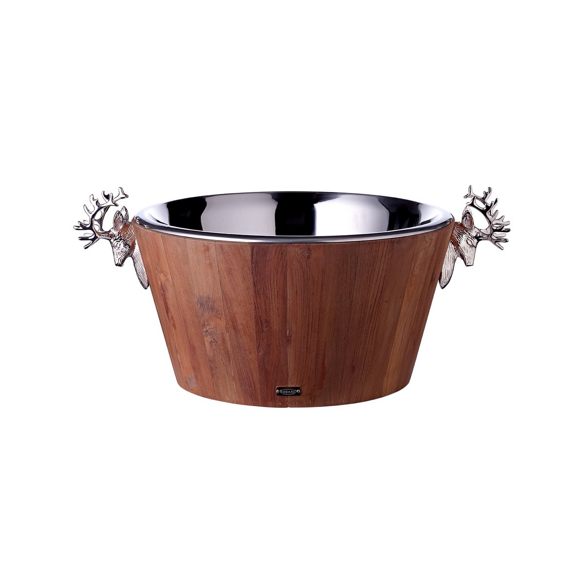 EDZARD Teak & Steel -samppanjacooleri – 47 cm
