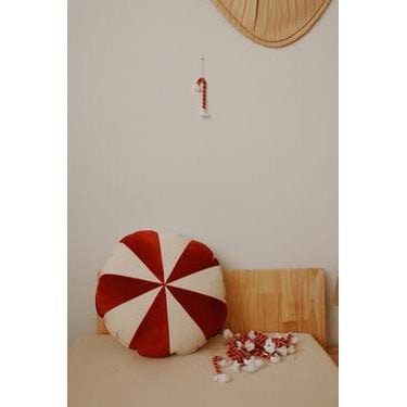 Moi Mili – Pyöreä samettityyny, punainen-beige