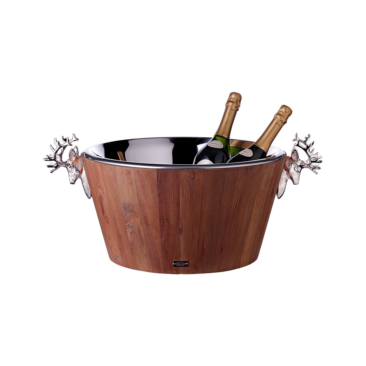 EDZARD Teak & Steel -samppanjacooleri – 47 cm