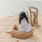 Soeji Padar – käsintehty raffia-pouf 55 × 55 cm