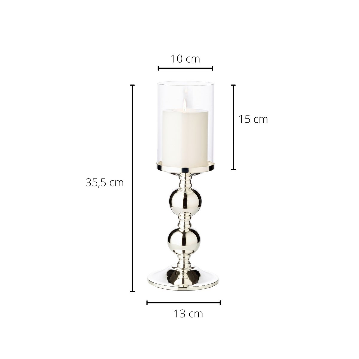 EDZARD Bamboo -kynttilänjalka 35,5 cm – hopeoitu