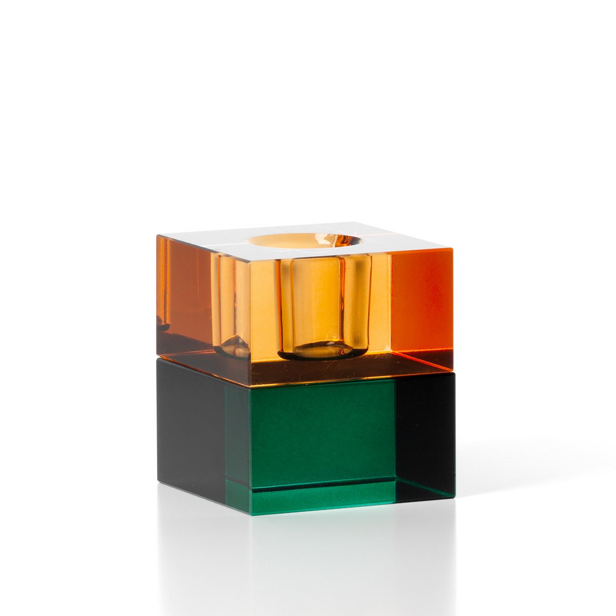 The Gem Blocks Candle Holder – meripihkan ja vihreän sävyinen lasikynttilänjalka