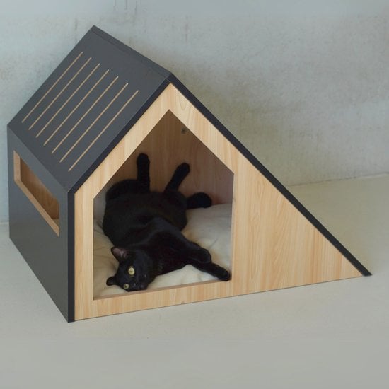 STUDIO ANIMAUX – Puinen kissanmaja pienille lemmikeille| 75 x 50 x 53 cm