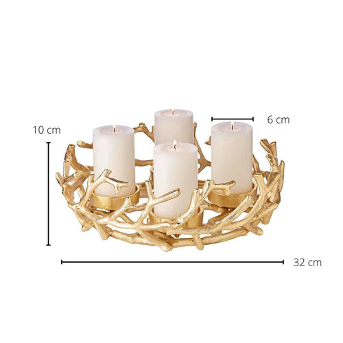 EDZARD Antler – kultainen kynttilänjalusta 30 cm, alumiinia