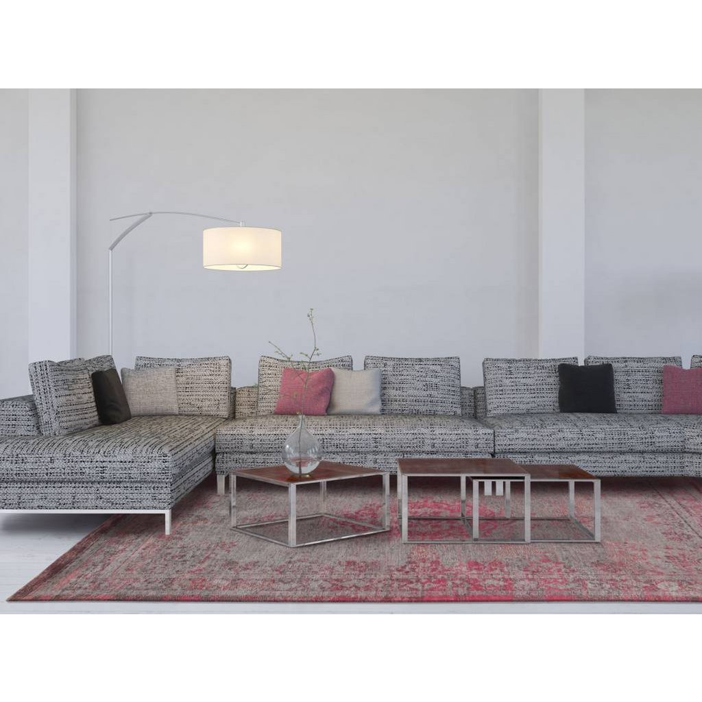 Louis De Poortere Eco Rug Medallion – harmaa ja vaaleanpunainen vintage-matto, useita kokoja
