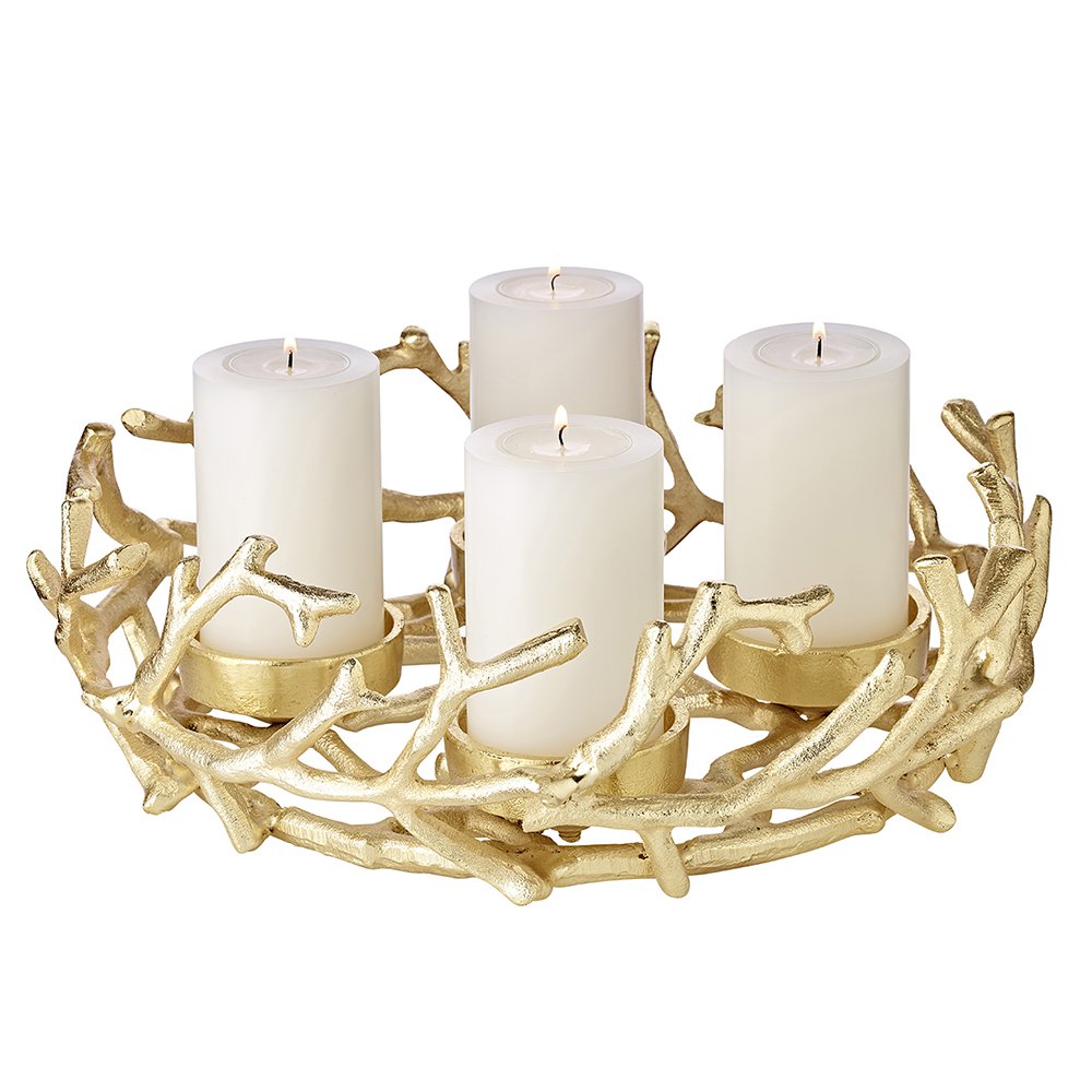 EDZARD Antler – kultainen kynttilänjalusta 30 cm, alumiinia
